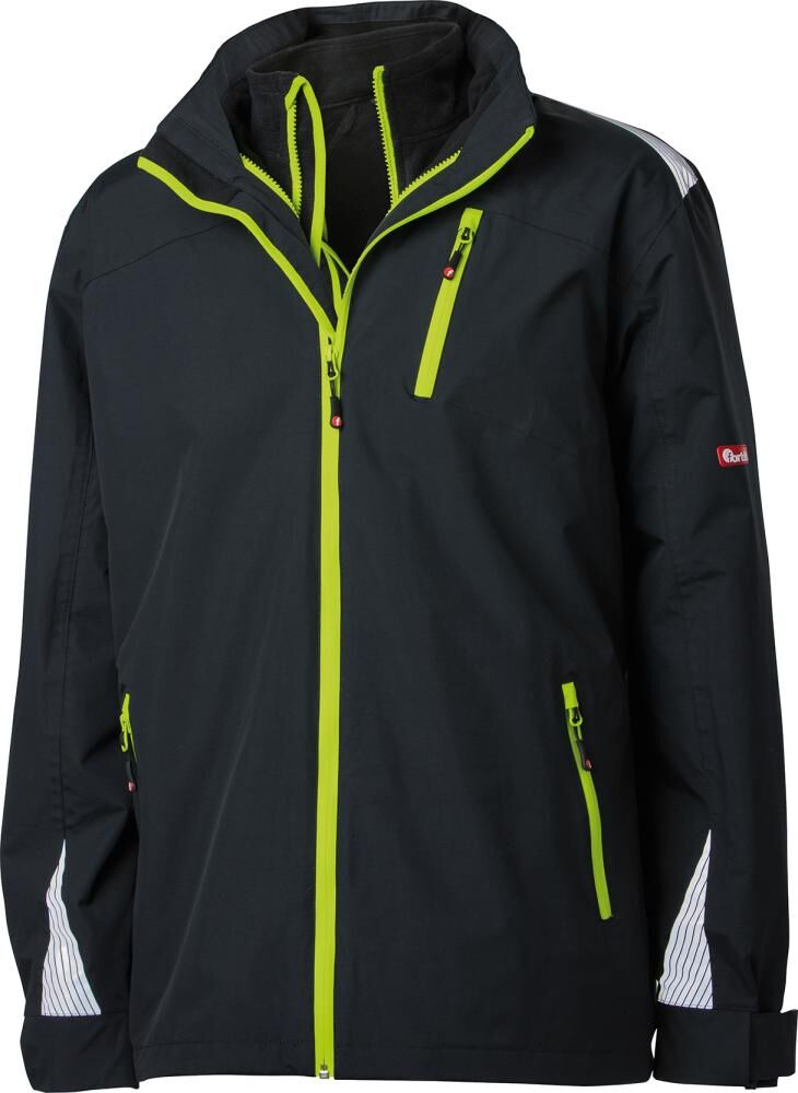 FORTIS 3-in-1Jacke 24 schw./lime,Gr. S