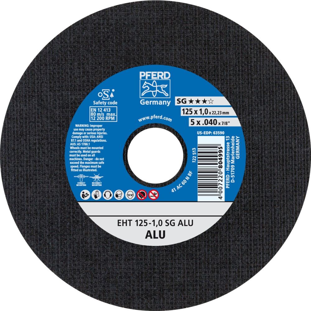 PFERD Trennschleifscheibe EHT 125-1,0 A60 N SG-Alu / 22,23