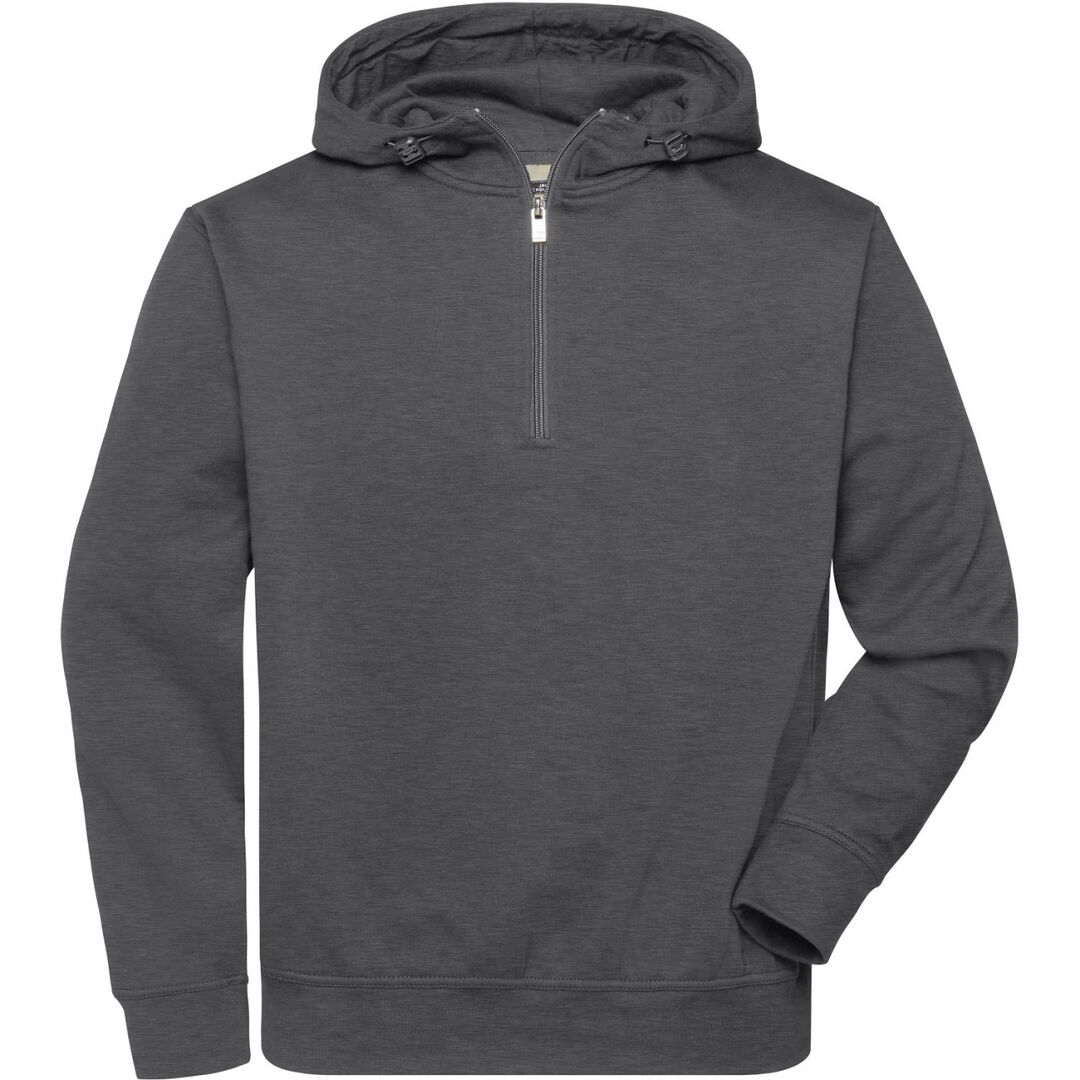 JAMES & NICHOLSON Sweatshirt Half-Zip BIO Gr. L dark-melange JN839