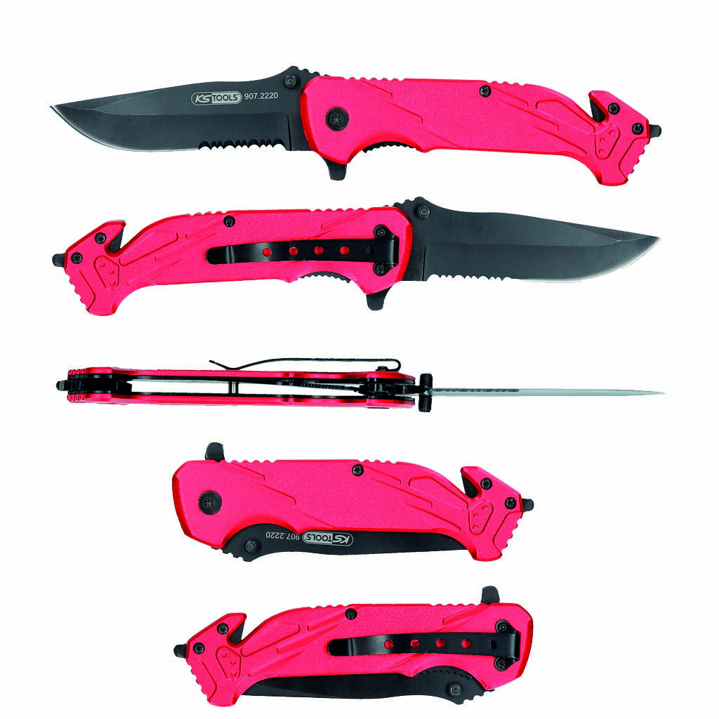 KS TOOLS Klappmesser mit Arretierung und Gurtschneider mit Tasche