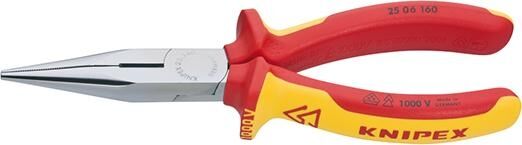 KNIPEX Flachrundzange mit Schneide 160mm isoliert Mehrkomponenten-Hülle VDE verchromt 25 06 160