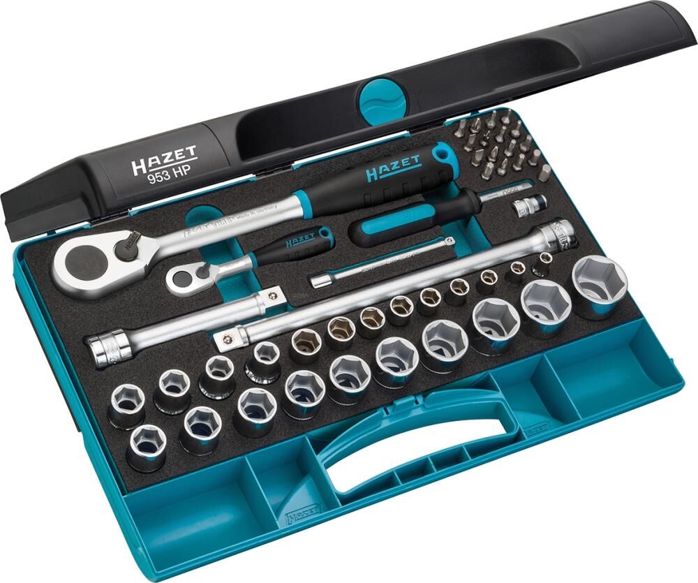 HAZET Steckschlüssel Set 47-teilig 1/4" & 1/2" mit Feinzahnknarre 953HP