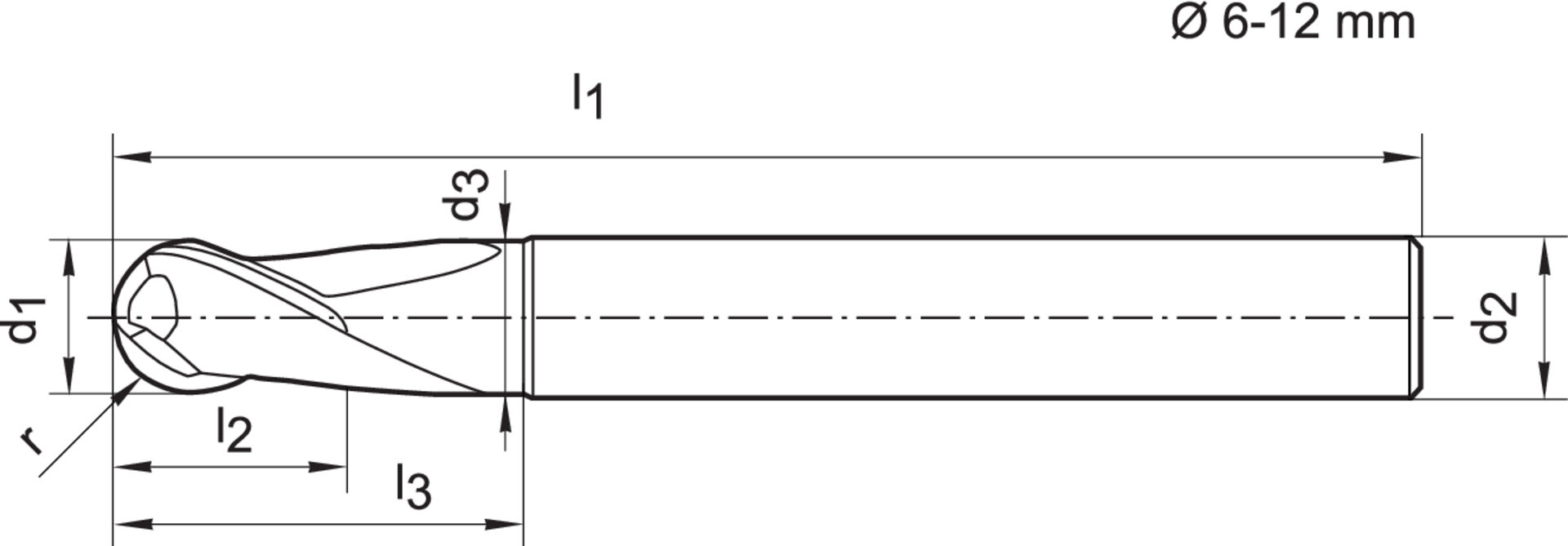 FORMAT Kugelfräser 6,0mm HA Z 2 L WN VHM TiALN