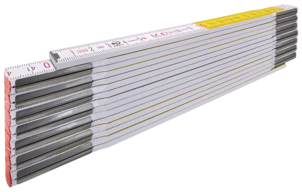 STABILA Holz-Gliedermaßstab 3m 16mm weiß/gelb