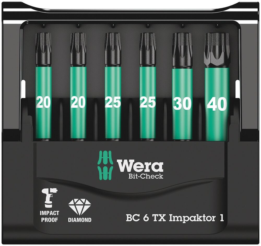 WERA Impaktor Bits Set 50mm Torx TX- 20-TX 40 6 teilig