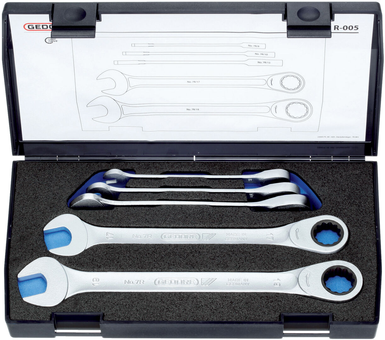 GEDORE Maulschlüsselsatz mit Ringratsche 5-tlg 8-19mm 7 R-005 2297434