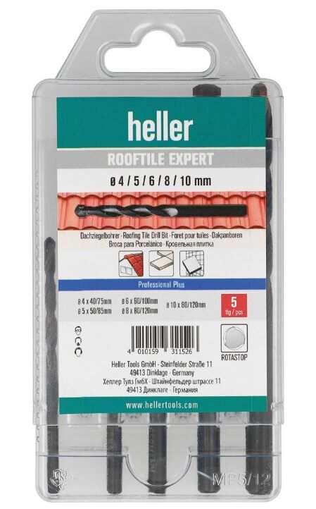 HELLER Dachziegelbohrer-Set ROOFTILE EXPERT 5-tlg. 4/5/6/8/10mm