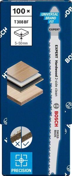 BOSCH Stichsägeblatt T308BF Expert HardWood VE 100