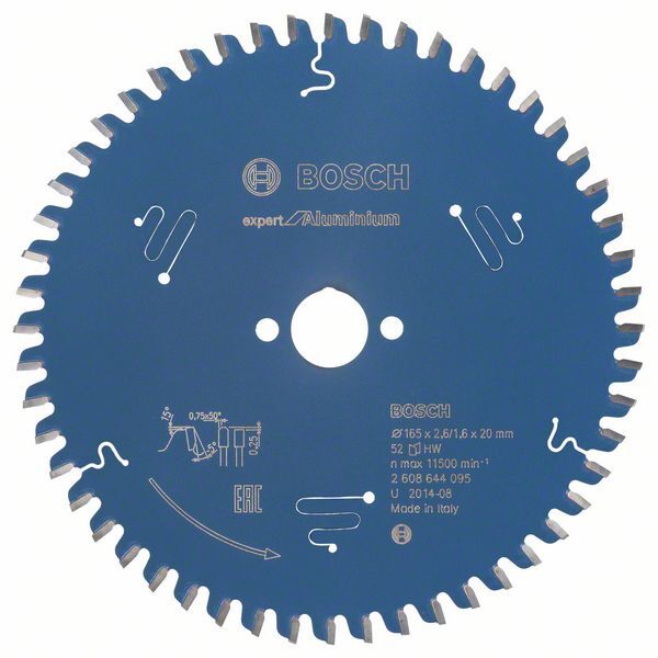 BOSCH Kreissägeblatt Expert 165x20x2,6/1,6mm 52 Z für Aluminium