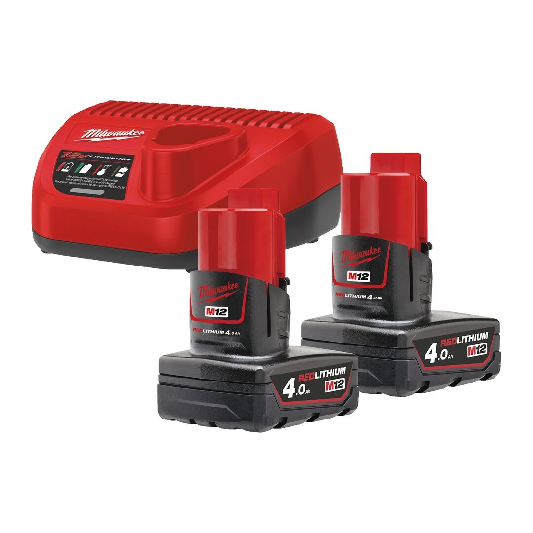 MILWAUKEE 12V Starterset M12NRG-402 2x12V 4Ah Ladegerät