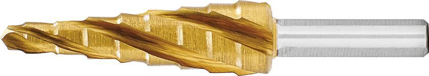 EXACT Stufenbohrer HSS TiN 4-fach Spiralnute 4-12mm