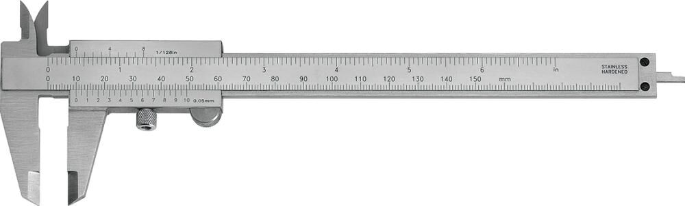 FORTIS Taschenmessschieber parallaxfrei Doppelprisma 150mm 1/50 1/1000