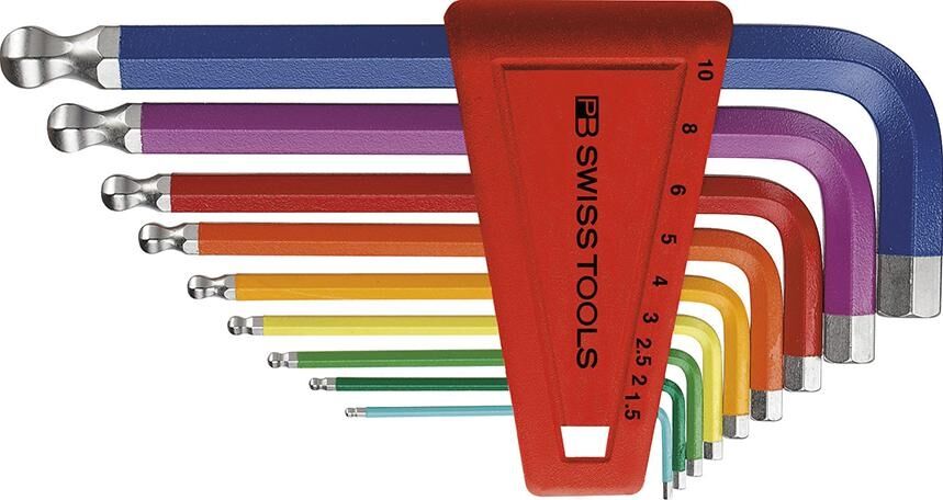 PB SWISS TOOLS Winkelschraubendrehersatz im Kunststoffh. 9-tlg. 1,5-10mm Rainbow