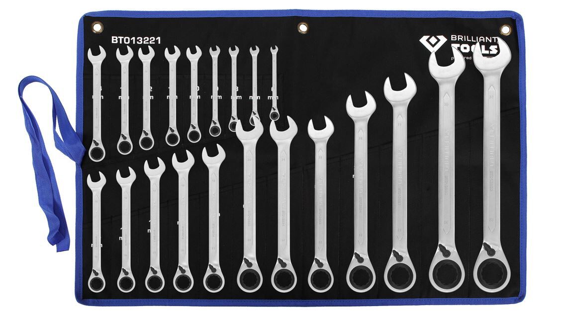 BRILLIANT TOOLS Ringschlüssel Ratschenschlüssel Set 6-32mm 21-teilig umschaltbar