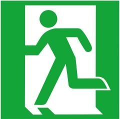 Rettungszeichen 150x150mm Alu Rettungsweg/Notausgang links