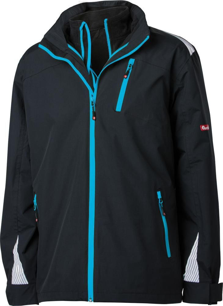 FORTIS 3-in-1Jacke 24 schw./türkis,Gr. 3XL