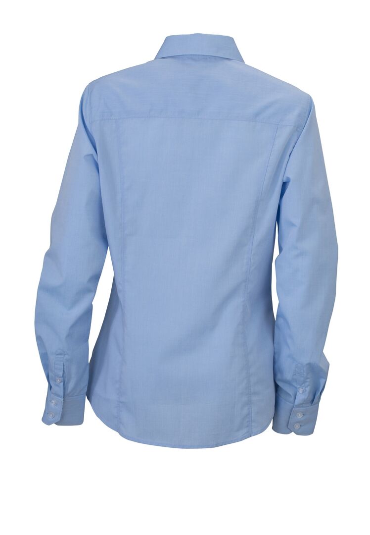 JAMES & NICHOLSON Bluse langarm light-blue/navy-white Gr. M