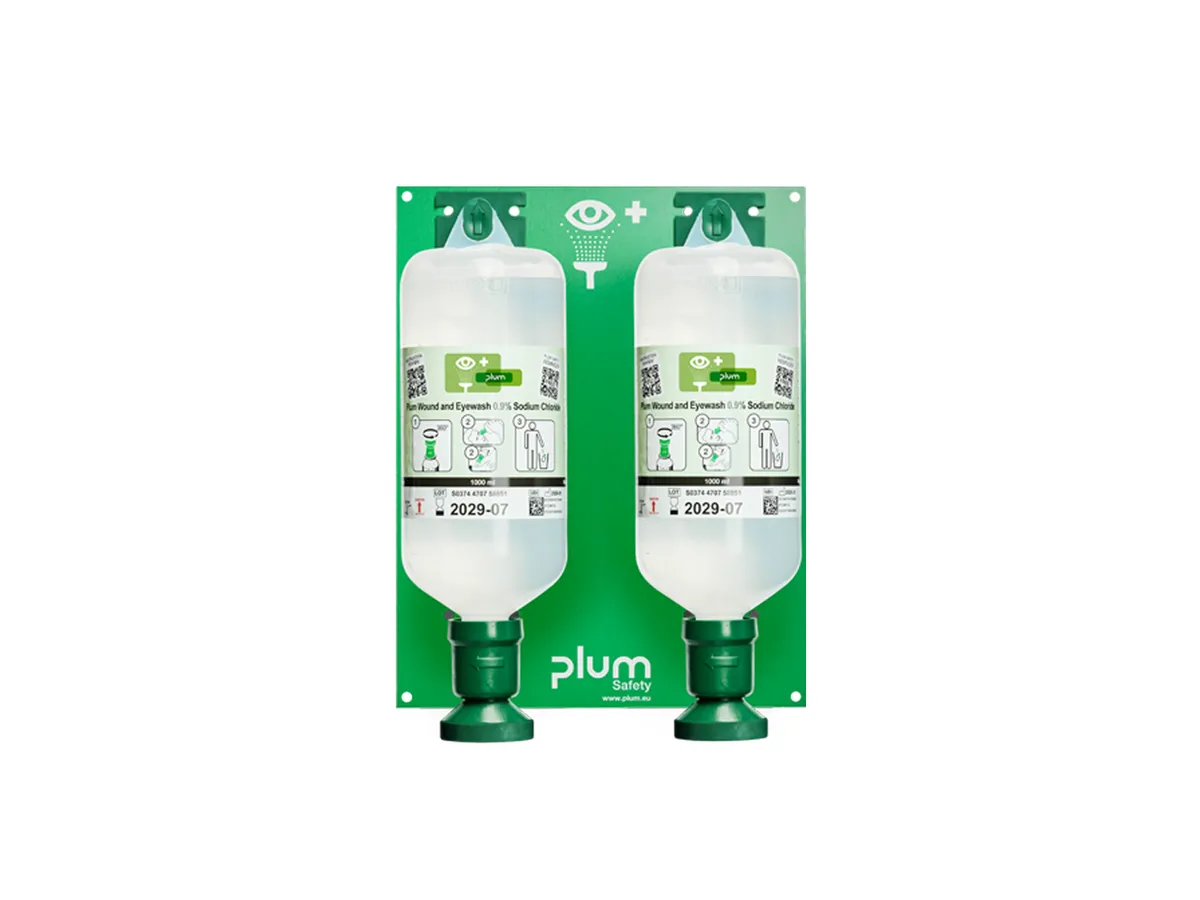 PLUM Augenspülstation Maxi Natriumchloridlösung inkl. 2 Flaschen 1000ml