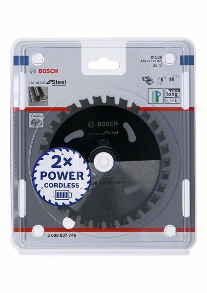 BOSCH Kreissägeblatt Standard for Steel 136x20x1,6/1,2mm 30 Z