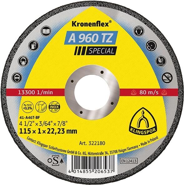 KLINGSPOR Trennscheibe A960 TZ Spezial 115x1x22,23mm 25 Stück