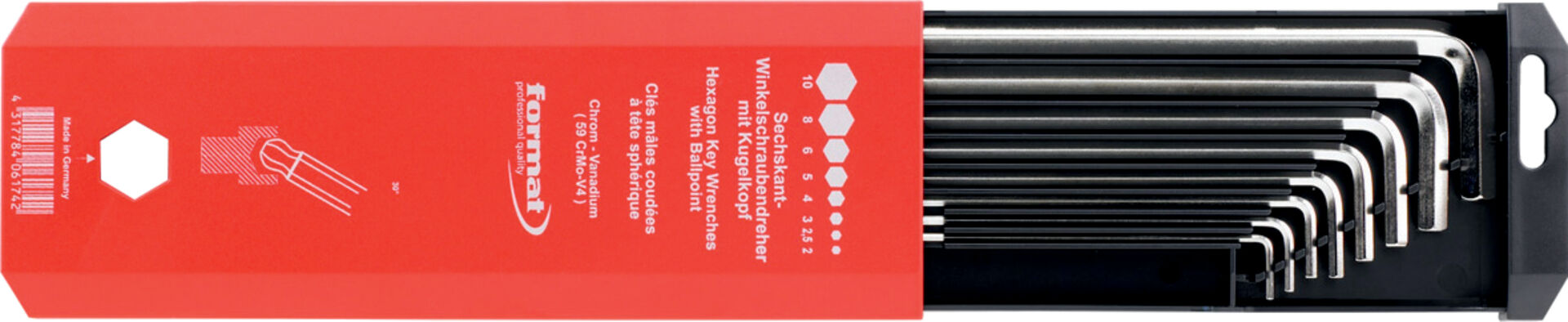 FORMAT Winkelschraubendreher-Set 2-10mm 6kt. Kugelkopf