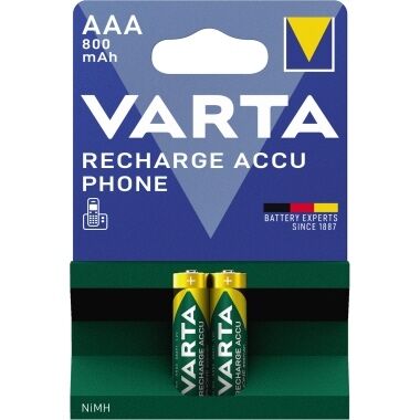 VARTA Akku Micro AAA T398 Phone Power 800mAh 2 Stück 58398101402