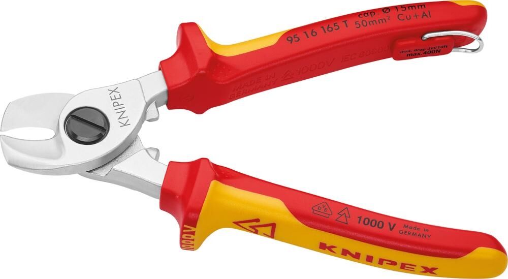 KNIPEX Kabelschere 165mm Mehrkomponenten-Hülle VDE verchromt 95 16 165 T