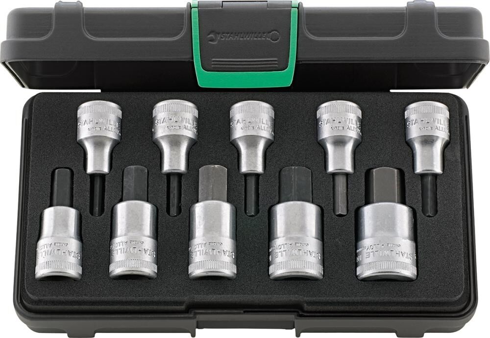 STAHLWILLE Schraubendrehereinsatz Set 1/2" 10-teilig Innensechskant
