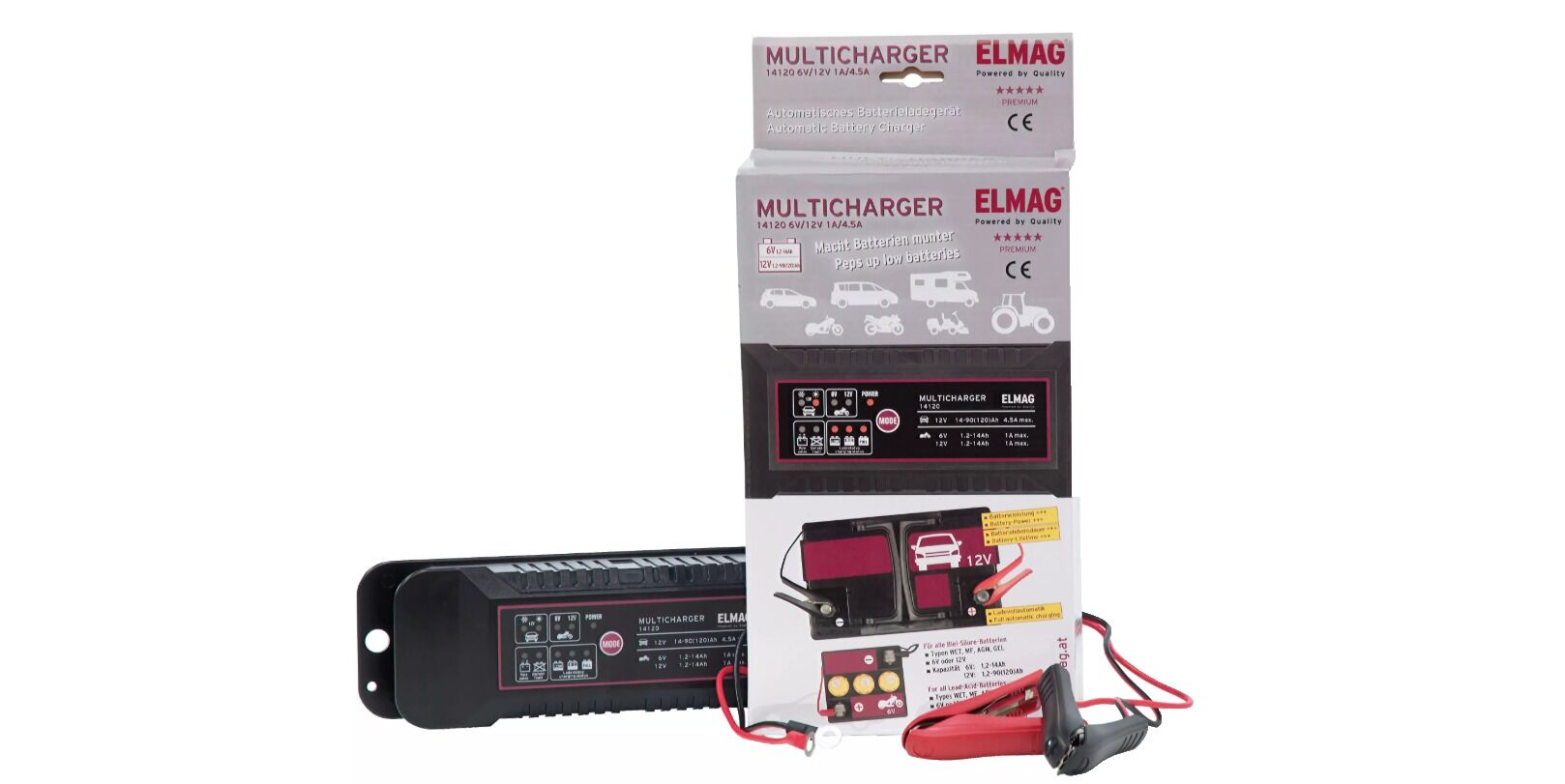 ELMAG Automat.-Batterieladegerät 6/12 V. MULTICHARGER 14120, max. 1,0/4,5 A.