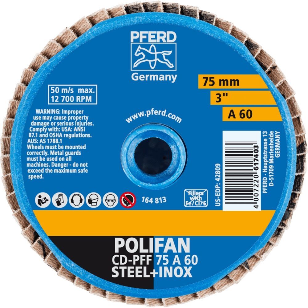 PFERD Fächerschleifscheibe COMBIDISC mini-Polifan 75mm A60