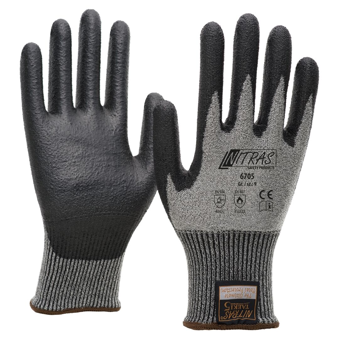 NITRAS TAEKI Schnittschutzhandschuhe PU schwarz Gr. 8 6705