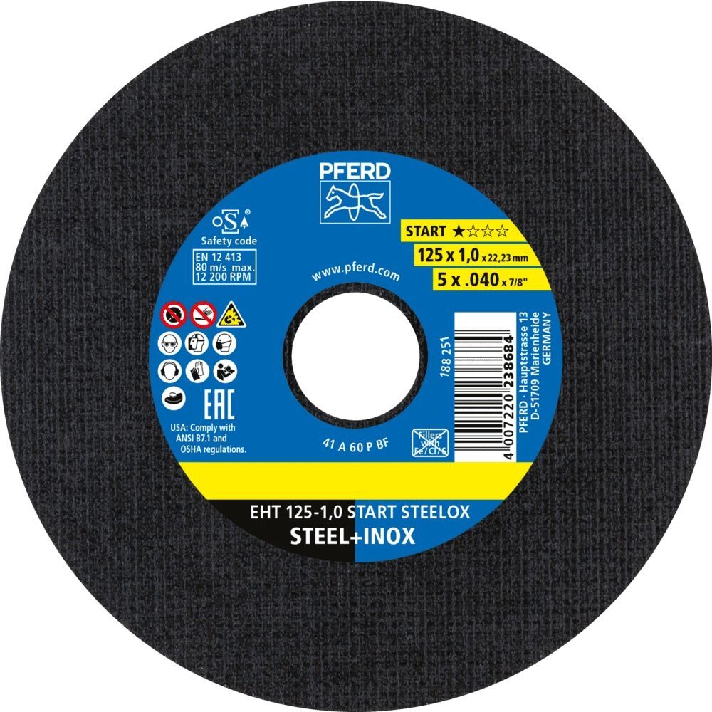 PFERD Trennscheibe für Stahl/Edelstahl 125x1,0mm A 60