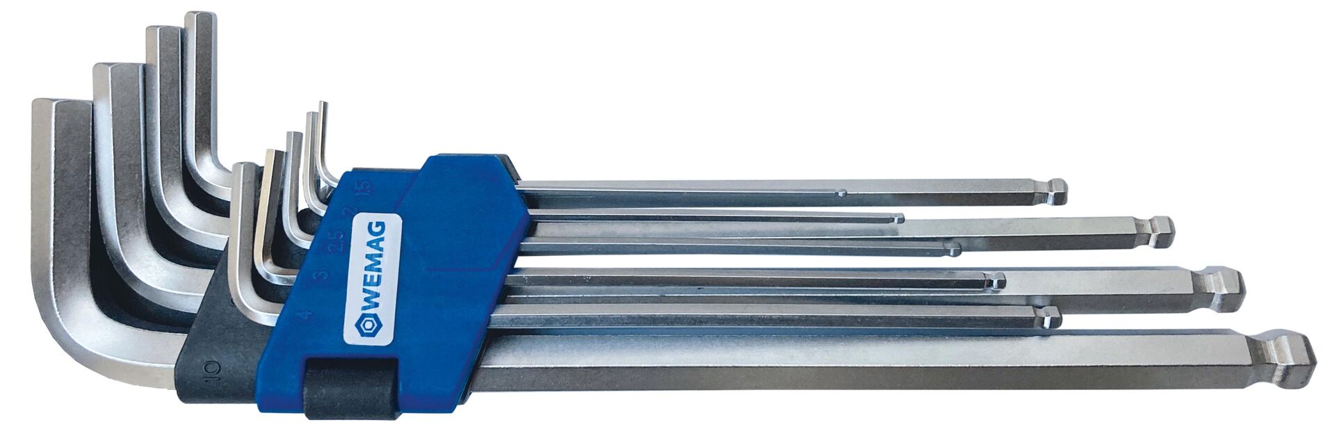 WEMAG Winkelschraubendreher-Set lang 1,5-10mm Kugelkopf 6-kant mit Halter