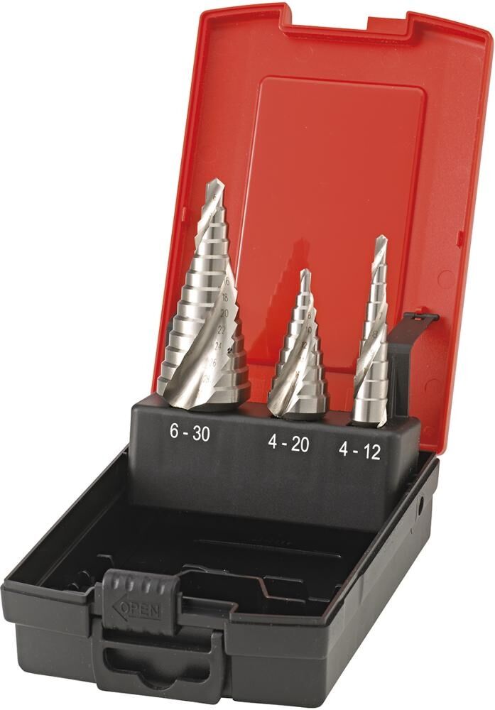 FORMAT Universal Stufenbohrer Bit Set 4-12mm/4-20mm/6-30mm HSS