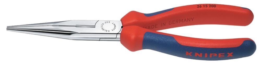 KNIPEX Flachrundzange mit Schneide 200mm Mehrkomponenten-Hülle verchromt 26 15 200