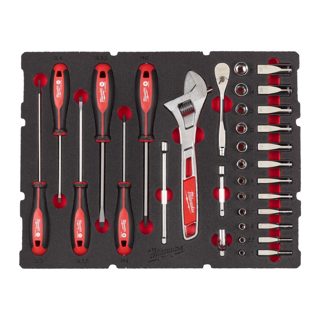 MILWAUKEE PACKOUT Einlage für Koffer mit Schubladen 35--teilig