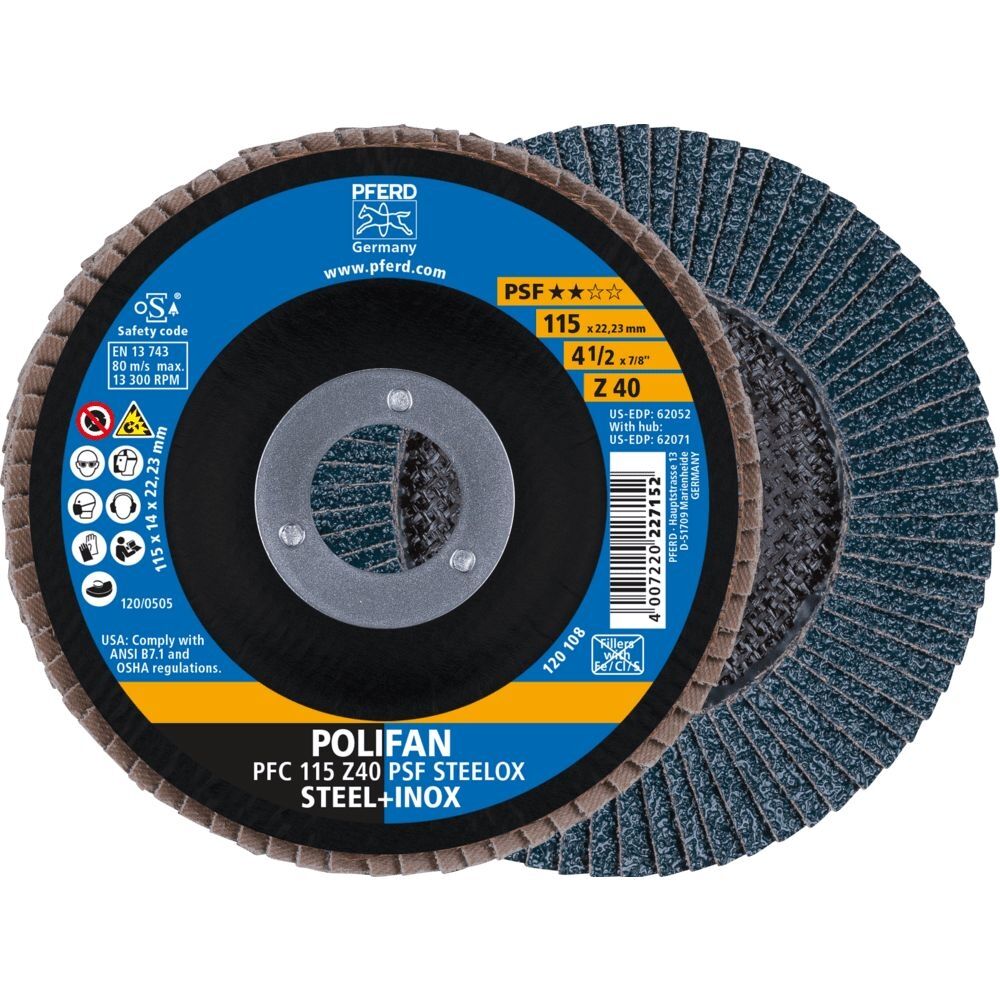 PFERD Polifan Fächerschleifscheibe PFC 115-22 Z 40 Plus