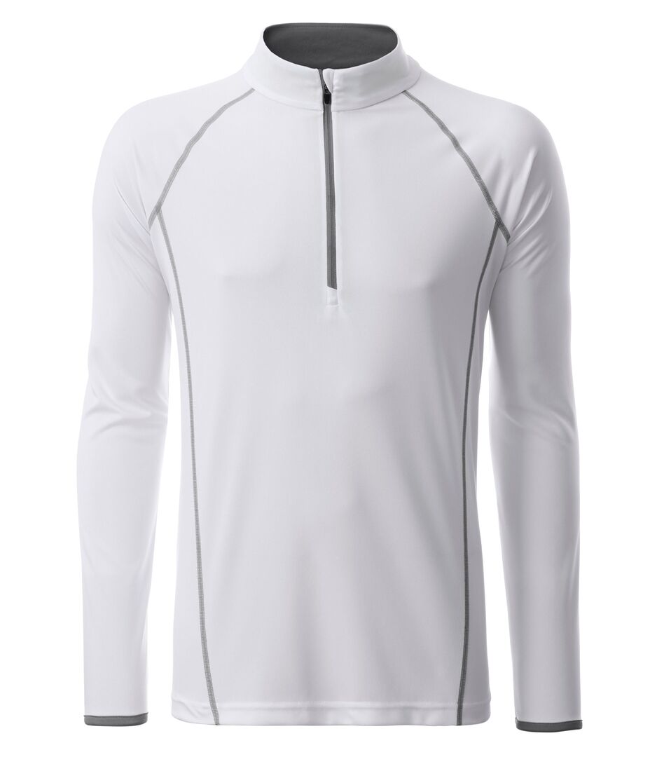 JAMES & NICHOLSON Langarmshirt Sport Gr. XXL white/silver JN498
