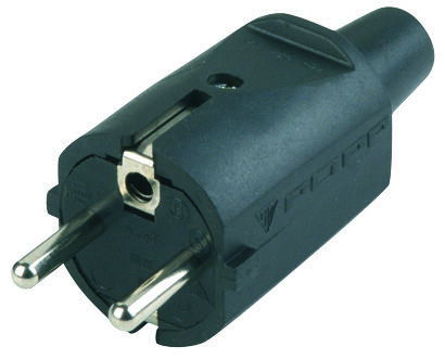 Schutzkontaktstecker IP54 Vollgummi + Knickschutz