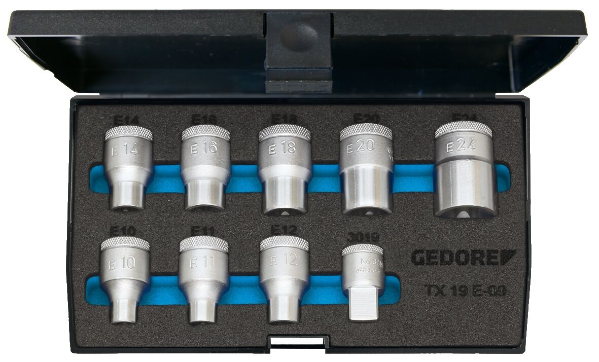 GEDORE Steckschlüssel-Set 1/2" 9-tlg Außen-TORX E10-E24 TX 19 E-09 6265970