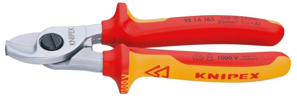 KNIPEX Kabelschere 165mm Mehrkomponenten-Hülle isoliert verchromt VDE 95 16 165
