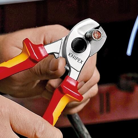 KNIPEX Kabelschere 165mm Mehrkomponenten-Hülle VDE verchromt 95 16 165 T