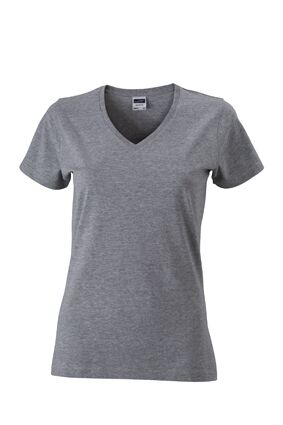 JAMES & NICHOLSON T-Shirt Damen slim-fit V-Neck grey-heather Gr. XXL