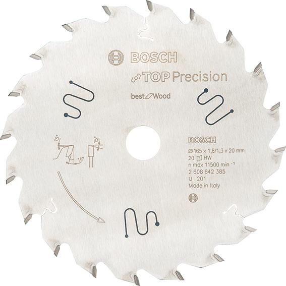 BOSCH Kreissägeblatt HW für Tauchsäge 165x20x20T WZ