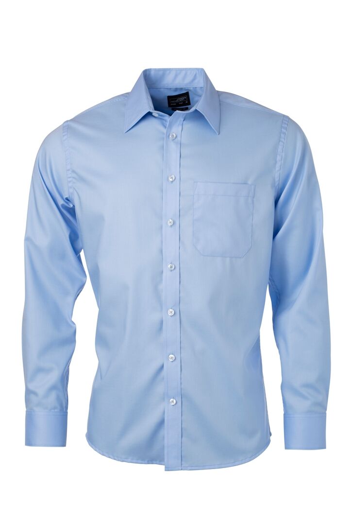 JAMES & NICHOLSON JN Herren Langarm Shirt JN682 light-blue Größe XXL