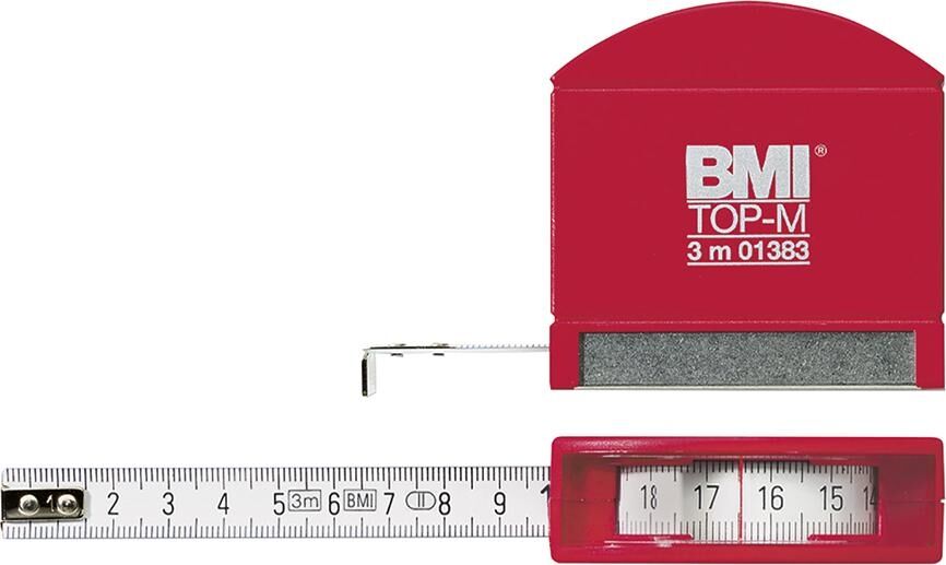 BMI Taschenbandmaß mit mit Metallfassung 3mx13mm weiss