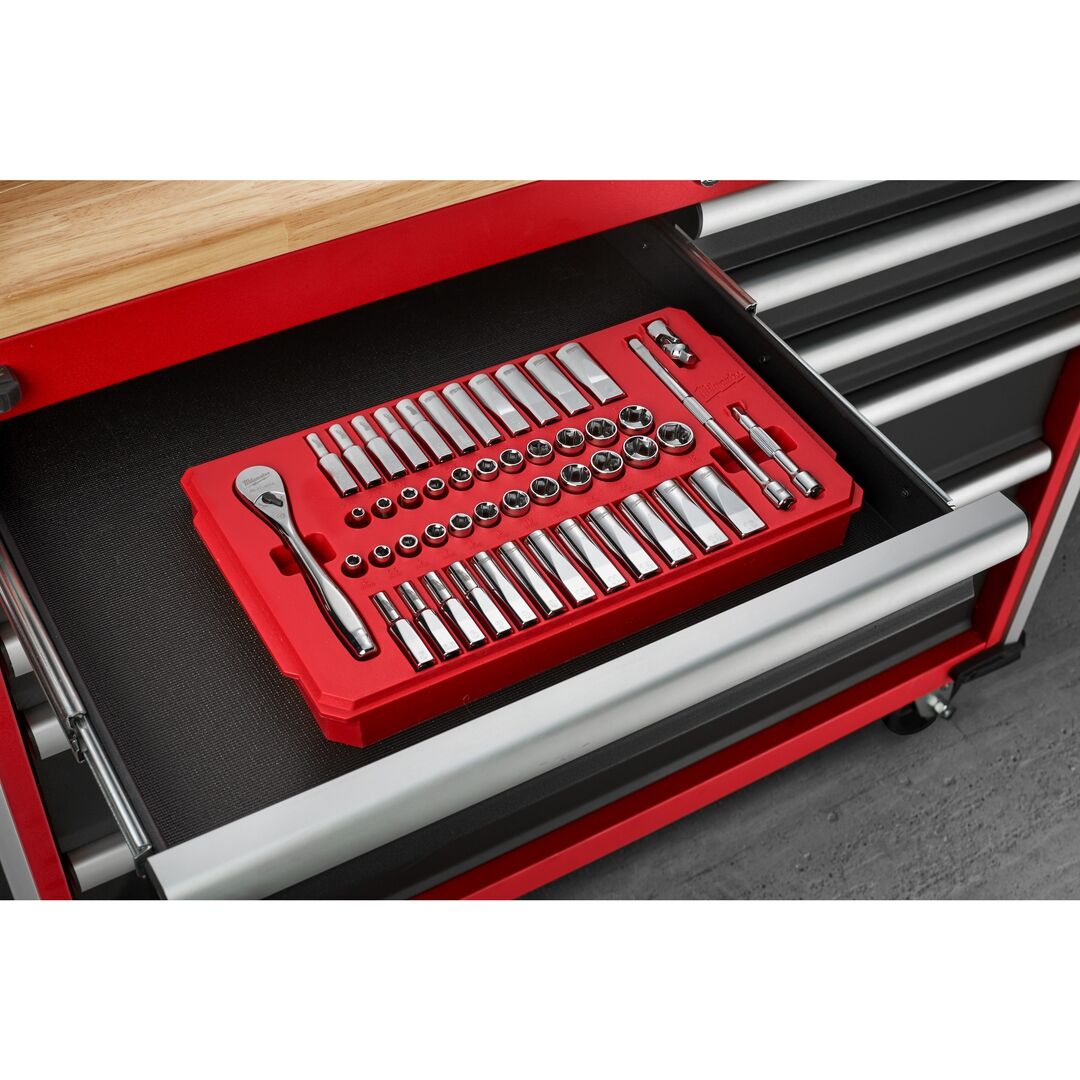 MILWAUKEE Werkzeugsatz 1/4" Ratsche und Steckschlüssel imperial & metrisch 50-teilig