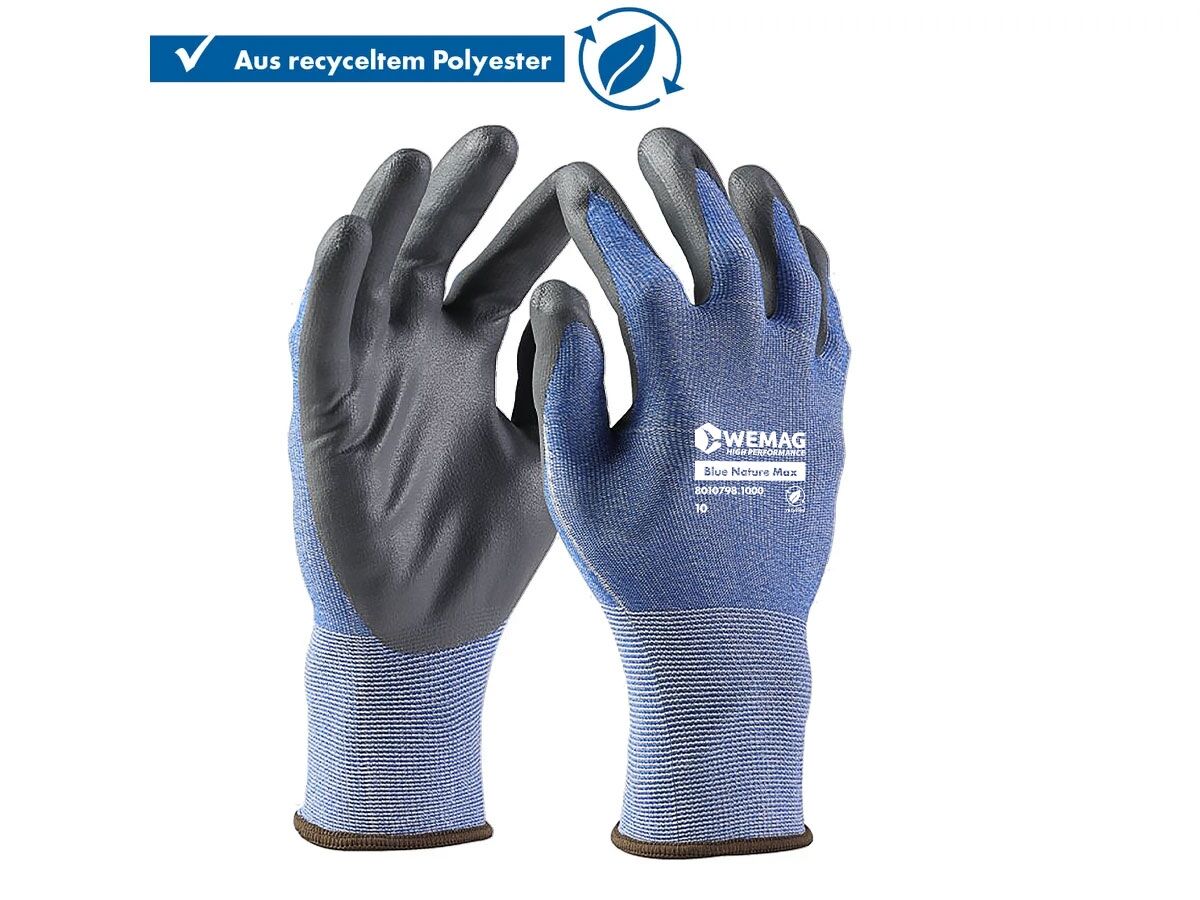WEMAG Montagehandschuhe Blue Nature Max Gr. 10 Nitrilschaum blau/schwarz