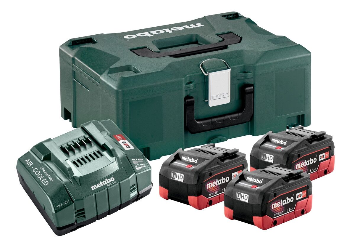 METABO Akku Basis Set LiHD 3x18V 5,5Ah Ladegerät ASC 30-36V