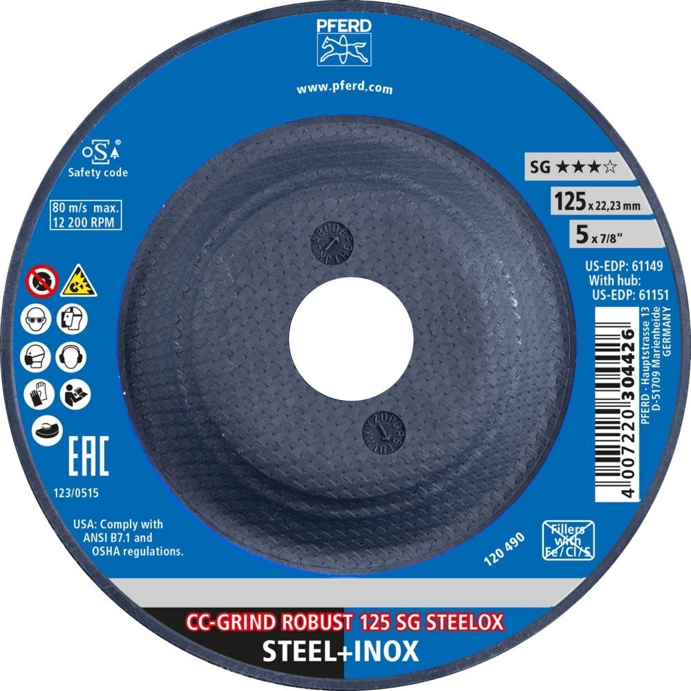 PFERD Schleifscheibe SG CC-GRIND-ROBUST STEELOX 125mm